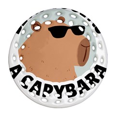 Capybara T- Shirt Be As Cool As A Capybara- A Cute Funny Capybara Wearing Sunglasses T- Shirt Yoga Reflexion Pose T- Shirtyoga Reflexion Pose T- Shirt Ornament (round Filigree) by hizuto