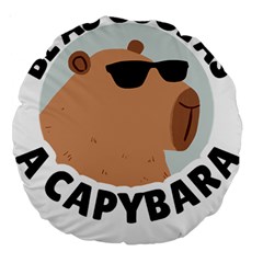 Capybara T- Shirt Be As Cool As A Capybara- A Cute Funny Capybara Wearing Sunglasses T- Shirt Yoga Reflexion Pose T- Shirtyoga Reflexion Pose T- Shirt Large 18  Premium Round Cushions by hizuto