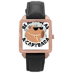 Capybara T- Shirt Be As Cool As A Capybara- A Cute Funny Capybara Wearing Sunglasses T- Shirt Yoga Reflexion Pose T- Shirtyoga Reflexion Pose T- Shirt Rose Gold Leather Watch  by hizuto