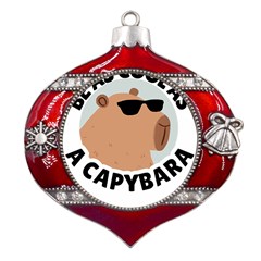 Capybara T- Shirt Be As Cool As A Capybara- A Cute Funny Capybara Wearing Sunglasses T- Shirt Yoga Reflexion Pose T- Shirtyoga Reflexion Pose T- Shirt Metal Snowflake And Bell Red Ornament by hizuto