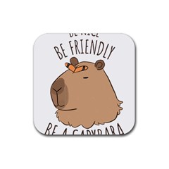 Capybara T- Shirt Be Nice Be Friendly Be A Capybara T- Shirt Yoga Reflexion Pose T- Shirtyoga Reflexion Pose T- Shirt Rubber Coaster (square) by hizuto