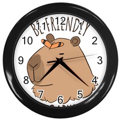 Capybara T- Shirt Be Nice Be Friendly Be A Capybara T- Shirt Yoga Reflexion Pose T- Shirtyoga Reflexion Pose T- Shirt Wall Clock (black) by hizuto