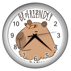 Capybara T- Shirt Be Nice Be Friendly Be A Capybara T- Shirt Yoga Reflexion Pose T- Shirtyoga Reflexion Pose T- Shirt Wall Clock (silver) by hizuto