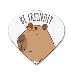 Capybara T- Shirt Be Nice Be Friendly Be A Capybara T- Shirt Yoga Reflexion Pose T- Shirtyoga Reflexion Pose T- Shirt Dog Tag Heart (two Sides) by hizuto