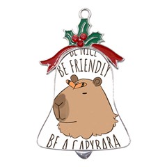 Capybara T- Shirt Be Nice Be Friendly Be A Capybara T- Shirt Yoga Reflexion Pose T- Shirtyoga Reflexion Pose T- Shirt Metal Holly Leaf Bell Ornament by hizuto