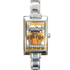 Veterinary Medicine T- Shirt Veterinary Receptionist Funny Veterinarian Hero Vet Med Life T- Shirt Rectangle Italian Charm Watch by ZUXUMI