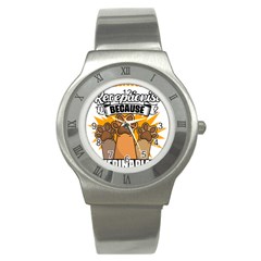 Veterinary Medicine T- Shirt Veterinary Receptionist Funny Veterinarian Hero Vet Med Life T- Shirt Stainless Steel Watch by ZUXUMI