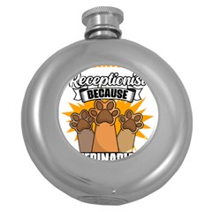 Veterinary Medicine T- Shirt Veterinary Receptionist Funny Veterinarian Hero Vet Med Life T- Shirt Round Hip Flask (5 Oz) by ZUXUMI