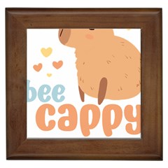 Capybara T- Shirt Bee Cappy - A Cute Capybara And A Bee Illustration T- Shirt Yoga Reflexion Pose T- Shirtyoga Reflexion Pose T- Shirt Framed Tile by hizuto