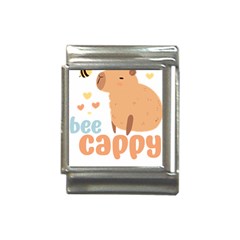 Capybara T- Shirt Bee Cappy - A Cute Capybara And A Bee Illustration T- Shirt Yoga Reflexion Pose T- Shirtyoga Reflexion Pose T- Shirt Italian Charm (13mm) by hizuto