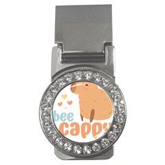 Capybara T- Shirt Bee Cappy - A Cute Capybara And A Bee Illustration T- Shirt Yoga Reflexion Pose T- Shirtyoga Reflexion Pose T- Shirt Money Clips (cz)  by hizuto