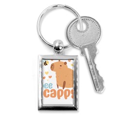 Capybara T- Shirt Bee Cappy - A Cute Capybara And A Bee Illustration T- Shirt Yoga Reflexion Pose T- Shirtyoga Reflexion Pose T- Shirt Key Chain (rectangle) by hizuto