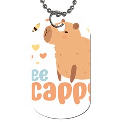 Capybara T- Shirt Bee Cappy - A Cute Capybara And A Bee Illustration T- Shirt Yoga Reflexion Pose T- Shirtyoga Reflexion Pose T- Shirt Dog Tag (two Sides) by hizuto