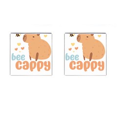 Capybara T- Shirt Bee Cappy - A Cute Capybara And A Bee Illustration T- Shirt Yoga Reflexion Pose T- Shirtyoga Reflexion Pose T- Shirt Cufflinks (square) by hizuto