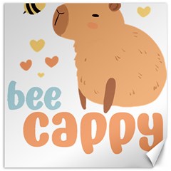 Capybara T- Shirt Bee Cappy - A Cute Capybara And A Bee Illustration T- Shirt Yoga Reflexion Pose T- Shirtyoga Reflexion Pose T- Shirt Canvas 12  X 12  by hizuto