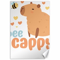 Capybara T- Shirt Bee Cappy - A Cute Capybara And A Bee Illustration T- Shirt Yoga Reflexion Pose T- Shirtyoga Reflexion Pose T- Shirt Canvas 12  X 18  by hizuto