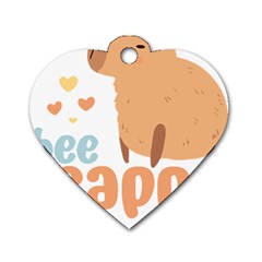 Capybara T- Shirt Bee Cappy - A Cute Capybara And A Bee Illustration T- Shirt Yoga Reflexion Pose T- Shirtyoga Reflexion Pose T- Shirt Dog Tag Heart (one Side) by hizuto