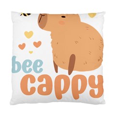 Capybara T- Shirt Bee Cappy - A Cute Capybara And A Bee Illustration T- Shirt Yoga Reflexion Pose T- Shirtyoga Reflexion Pose T- Shirt Standard Cushion Case (two Sides) by hizuto