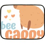 Capybara T- Shirt Bee Cappy - A Cute Capybara And A Bee Illustration T- Shirt Yoga Reflexion Pose T- Shirtyoga Reflexion Pose T- Shirt Two Sides Fleece Blanket (Mini) 35 x27  Blanket Back