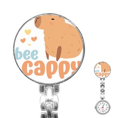 Capybara T- Shirt Bee Cappy - A Cute Capybara And A Bee Illustration T- Shirt Yoga Reflexion Pose T- Shirtyoga Reflexion Pose T- Shirt Stainless Steel Nurses Watch by hizuto