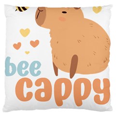 Capybara T- Shirt Bee Cappy - A Cute Capybara And A Bee Illustration T- Shirt Yoga Reflexion Pose T- Shirtyoga Reflexion Pose T- Shirt Standard Premium Plush Fleece Cushion Case (one Side) by hizuto