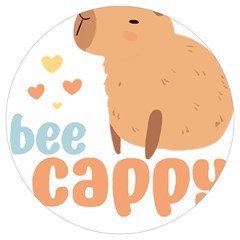 Capybara T- Shirt Bee Cappy - A Cute Capybara And A Bee Illustration T- Shirt Yoga Reflexion Pose T- Shirtyoga Reflexion Pose T- Shirt Round Trivet by hizuto