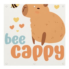 Capybara T- Shirt Bee Cappy - A Cute Capybara And A Bee Illustration T- Shirt Yoga Reflexion Pose T- Shirtyoga Reflexion Pose T- Shirt Banner And Sign 4  X 4  by hizuto