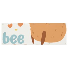 Capybara T- Shirt Bee Cappy - A Cute Capybara And A Bee Illustration T- Shirt Yoga Reflexion Pose T- Shirtyoga Reflexion Pose T- Shirt Banner And Sign 12  X 4  by hizuto