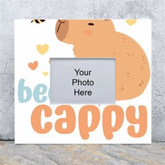 Capybara T- Shirt Bee Cappy - A Cute Capybara And A Bee Illustration T- Shirt Yoga Reflexion Pose T- Shirtyoga Reflexion Pose T- Shirt White Wall Photo Frame 5  X 7  by hizuto