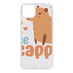 Capybara T- Shirt Bee Cappy - A Cute Capybara And A Bee Illustration T- Shirt Yoga Reflexion Pose T- Shirtyoga Reflexion Pose T- Shirt Iphone 14 Plus Tpu Uv Print Case by hizuto