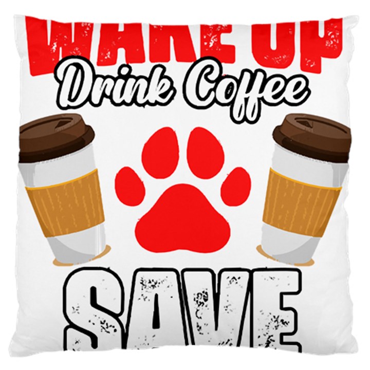 Veterinary Medicine T- Shirt Wake Up Drink Coffee Awesome Vet Med Worker Veterinary Crew T- Shirt Standard Premium Plush Fleece Cushion Case (One Side)