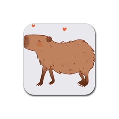 Capybara T- Shirt Cute Capybara Illustration T- Shirt (1) Yoga Reflexion Pose T- Shirtyoga Reflexion Pose T- Shirt Rubber Coaster (square) by hizuto