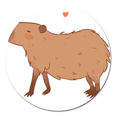 Capybara T- Shirt Cute Capybara Illustration T- Shirt (1) Yoga Reflexion Pose T- Shirtyoga Reflexion Pose T- Shirt Magnet 5  (round) by hizuto