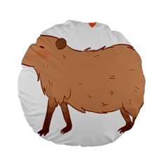 Capybara T- Shirt Cute Capybara Illustration T- Shirt (1) Yoga Reflexion Pose T- Shirtyoga Reflexion Pose T- Shirt Standard 15  Premium Round Cushions by hizuto