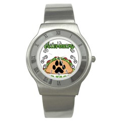 Veterinary Medicine T- Shirt Will Give Veterinary Advice For Tacos Funny Vet Med Worker T- Shirt Stainless Steel Watch by ZUXUMI