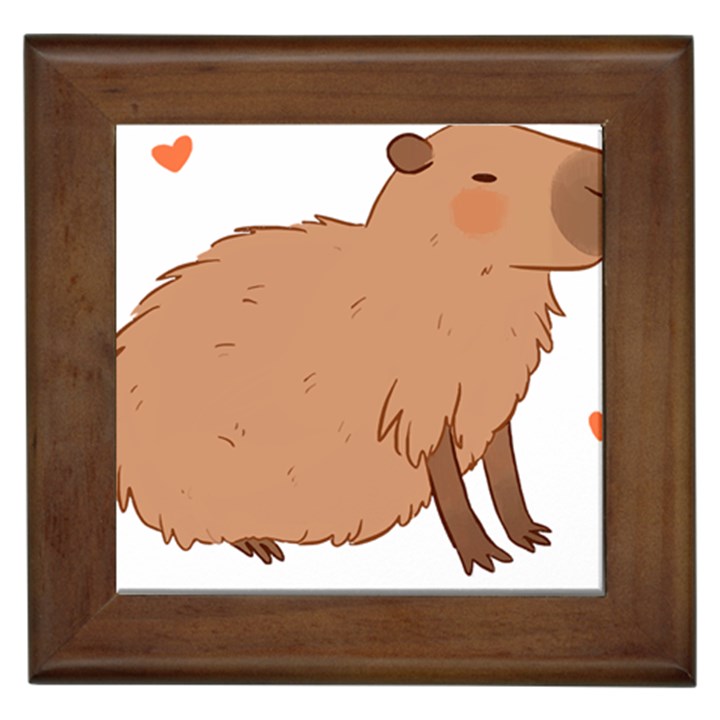 Capybara T- Shirt Cute Capybara Illustration T- Shirt (2) Yoga Reflexion Pose T- Shirtyoga Reflexion Pose T- Shirt Framed Tile