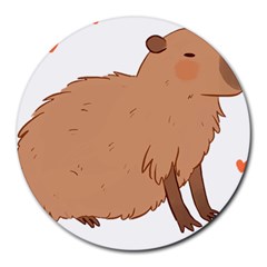 Capybara T- Shirt Cute Capybara Illustration T- Shirt (2) Yoga Reflexion Pose T- Shirtyoga Reflexion Pose T- Shirt Round Mousepad by hizuto