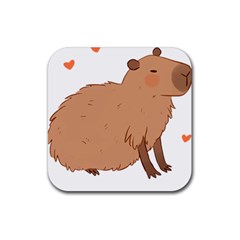 Capybara T- Shirt Cute Capybara Illustration T- Shirt (2) Yoga Reflexion Pose T- Shirtyoga Reflexion Pose T- Shirt Rubber Coaster (square) by hizuto