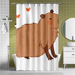 Capybara T- Shirt Cute Capybara Illustration T- Shirt (2) Yoga Reflexion Pose T- Shirtyoga Reflexion Pose T- Shirt Shower Curtain 48  X 72  (small)  by hizuto