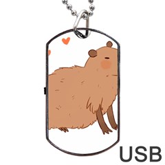 Capybara T- Shirt Cute Capybara Illustration T- Shirt (2) Yoga Reflexion Pose T- Shirtyoga Reflexion Pose T- Shirt Dog Tag Usb Flash (one Side) by hizuto