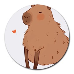 Capybara T- Shirt Cute Capybara Illustration T- Shirt (3) Yoga Reflexion Pose T- Shirtyoga Reflexion Pose T- Shirt Round Mousepad by hizuto