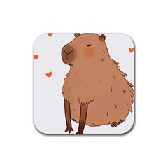 Capybara T- Shirt Cute Capybara Illustration T- Shirt (3) Yoga Reflexion Pose T- Shirtyoga Reflexion Pose T- Shirt Rubber Coaster (square) by hizuto