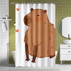 Capybara T- Shirt Cute Capybara Illustration T- Shirt (3) Yoga Reflexion Pose T- Shirtyoga Reflexion Pose T- Shirt Shower Curtain 48  X 72  (small)  by hizuto