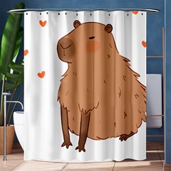 Capybara T- Shirt Cute Capybara Illustration T- Shirt (3) Yoga Reflexion Pose T- Shirtyoga Reflexion Pose T- Shirt Shower Curtain 60  X 72  (medium)  by hizuto