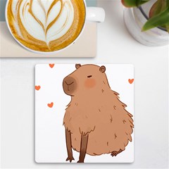 Capybara T- Shirt Cute Capybara Illustration T- Shirt (3) Yoga Reflexion Pose T- Shirtyoga Reflexion Pose T- Shirt Uv Print Square Tile Coaster  by hizuto