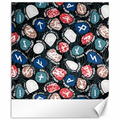 Viking Runes T- Shirt Mystical Viking Runes    Pattern    Black Background Blue Red Brown And Teal S Canvas 8  X 10  by ZUXUMI