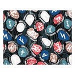 Viking Runes T- Shirt Mystical Viking Runes    Pattern    Black Background Blue Red Brown And Teal S Two Sides Premium Plush Fleece Blanket (Large) 80 x60  Blanket Front