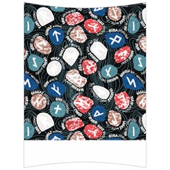 Viking Runes T- Shirt Mystical Viking Runes    Pattern    Black Background Blue Red Brown And Teal S Back Support Cushion by ZUXUMI