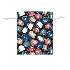 Viking Runes T- Shirt Mystical Viking Runes    Pattern    Black Background Blue Red Brown And Teal S Lightweight Drawstring Pouch (m) by ZUXUMI