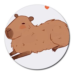 Capybara T- Shirt Cute Capybara Illustration T- Shirt Yoga Reflexion Pose T- Shirtyoga Reflexion Pose T- Shirt Round Mousepad by hizuto